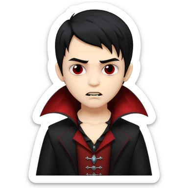 Boy, Vampire, Black Hair, medium long, emo, dark, spooky, brown skin sticker