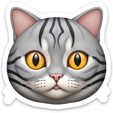 Generate an emoji of a British Shorthair cat with a gray stripe sticker