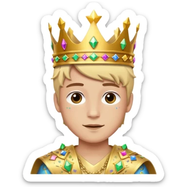 Festival Prince – gold sash + confetti crown, Golden Princes. sticker