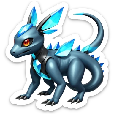 Shiny Futuristic Dusclops-Dusknoir-Salandit-Glaceon-Fakémon-hybrid-creature (full body)  sticker