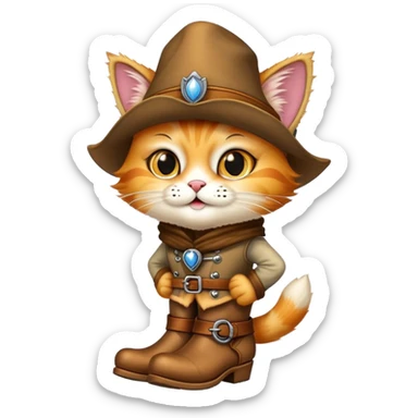 Puss in Boots with the words "come here" sticker