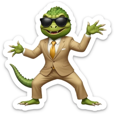 capitalist iguana banker godfather with black sunglasses breakdance scaring sticker