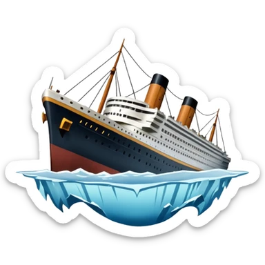 Make the Titanic sinking in the front In splits In the middle sticker