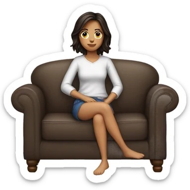 Brünette Girl sitting on the Couch  sticker