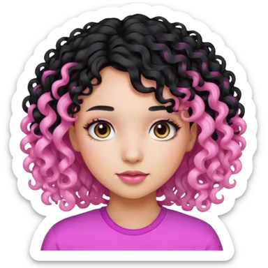 Zumbi menina de cabelo cacheado baixo preto e rosa sticker