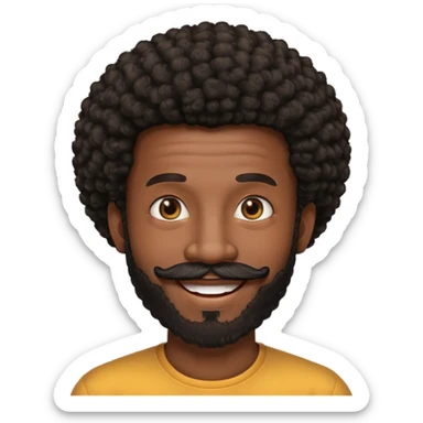 black afro guy with beard and mustache emoji sticker
