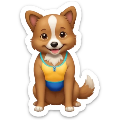 dog wearing a bathing suit sticker