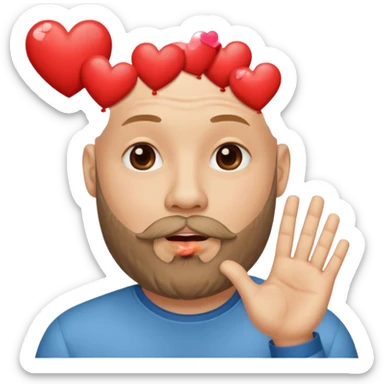 Un homme chauve barbu qui envoi un bisous cœur sticker