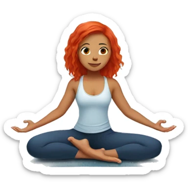 girl with red hair doing Bird of paradise yoga pose sticker