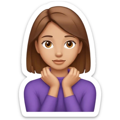 girl with light tan skin and brown hair with hands tight around neck  sticker