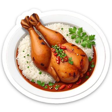 chickenwhole leg fry with  tandoori red masala rice sticker