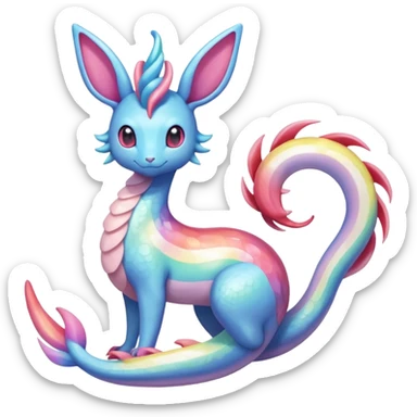 Shiny Sparkly beautiful gorgeous ethereal Rainbow Scaley Exotic Aurorus-Sylveon-Milotic-Dragonair-Fakémon-hybrid-creature (full body) sticker
