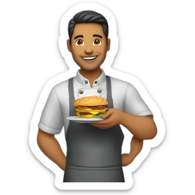 Restaurant Business Owner holding best menu sticker
