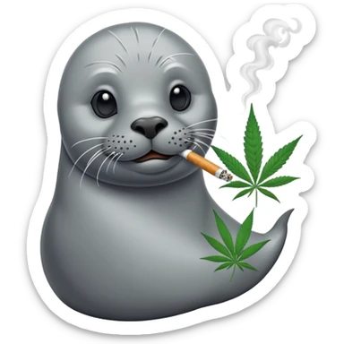 Grey slim seal smoking weeds cannabis sticker