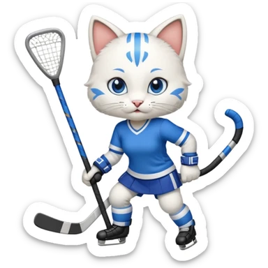 female cat hockey player with hockey stick sticker