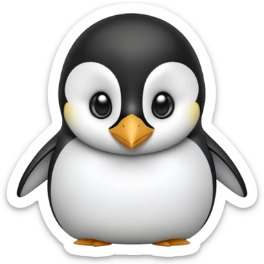 cinematic-cute-emperor-penguin-portrait-emoji,-head-tilted-playfully-and-inquisitively,-with-glossy,-pristine-plumage,-sparkling-eyes-filled-with-curiosity,-simplified-yet-irresistibly-adorable-features, black, large black eyes face, zoomed in sticker