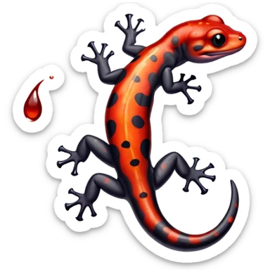 red-spotted salamander with black body and bright red spots sticker