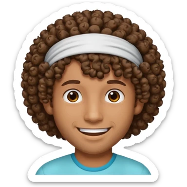 brown curly haired men with hairband sticker