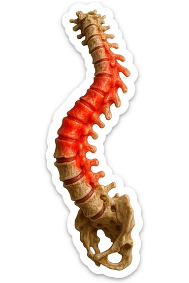 spina dorsale infiammata e storta, scoliosi, iperrealistico 4k sticker