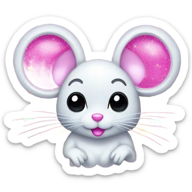 Lisa frank glitter mouse with daisy  sticker