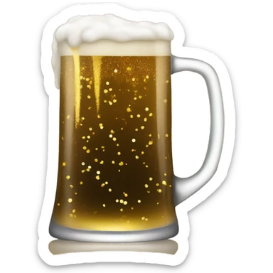 Beer mug full of galaxy nebula gold sparkles sticker
