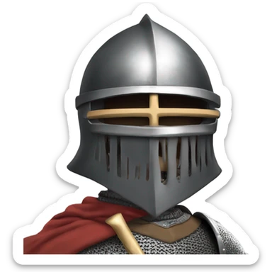 A knight we see only the shoulder and the head with the helmet on the head. add a sword and also a cross on the armour sticker