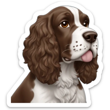 brown springer spaniel wearing detroit lions football helmet and holding football sticker
