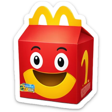 Red and yellow McDonald’s kids happy meal box  sticker