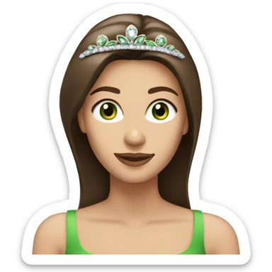 pretty 40 year old woman with grass green eyes and shoulder length straight brown hair diamond tiara sticker
