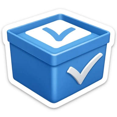 WhiteCheckmark in blue box sticker