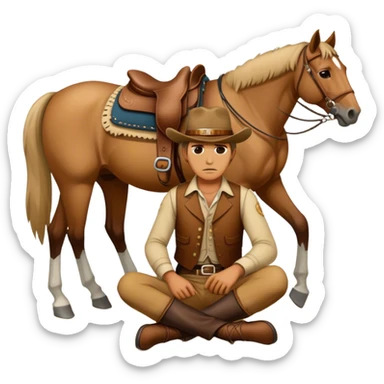 Butch Cassidy falling off his horse on the ground sticker