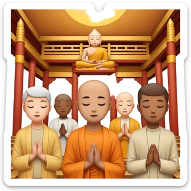 people praying in a Buddhist temple sticker