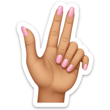 Extend your thumb, index finger, and middle finger straight out, tuck your ring finger and pinkie down  sticker