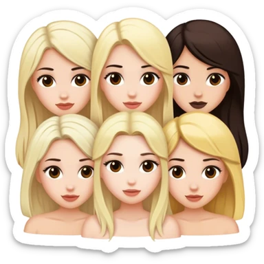 Five best girlfriends all with white skin, two with blond hair, three with dark brown hair  sticker