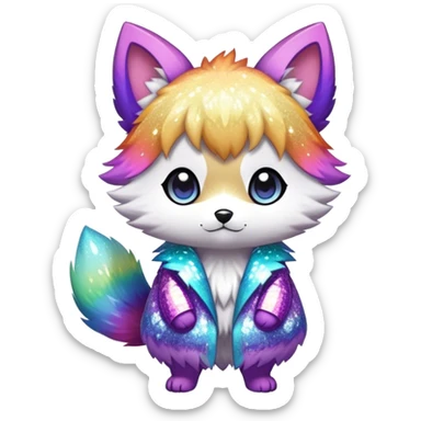  High quality detailed Cute Cool Kawaii stylish Pretty Chibi Fur-Sona Shiny Colorful Sparkly Fakemon Full Body sticker