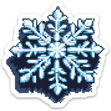 blue and white snowflake, symmetrical, icy effect sticker
