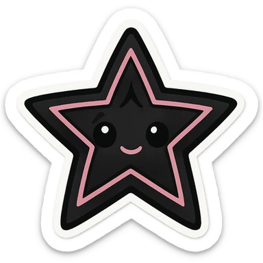 BLACKPINK-inspired gothic star, cute and bold, black and pink, no hearts sticker