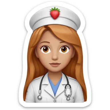 nurse with long dark strawberry blonde hair with brown eyes sticker