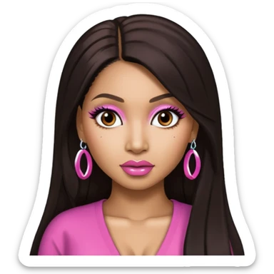 Nicki Minaj with long dark brown hair sticker