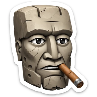 Blocky Easter island head smoking cigar sticker
