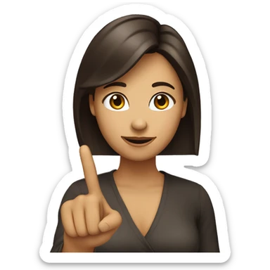 The woman dark brown hair is pointing upward with their index finger raised. sticker