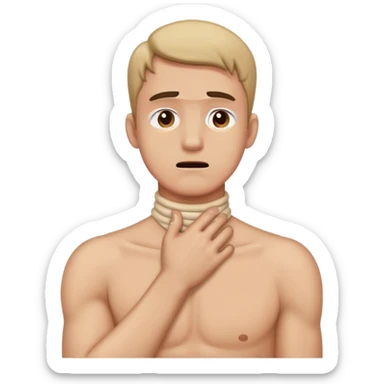 Man holding his neck in distress  sticker