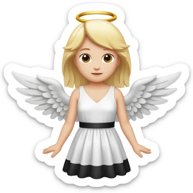Créé un emojis avec une tenue complète d'ange blanc et des ailes noir de demon sticker