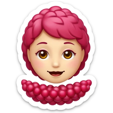 Sexy queer Raspberry emoji, cute and minimalistic style, warm eyes and gentle smile, flat design, soft shapes, clean modern look, highly recognizable at small sizes, centered composition, transparent or solid background, app icon quality. sticker