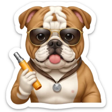 english bulldog tour guide with a whistle and sunglasses sticker