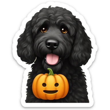 black goldendoodle with pumpkin sticker