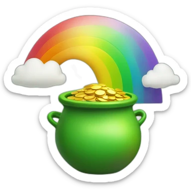 Green Pot of Gold with a Rainbow over the top sticker