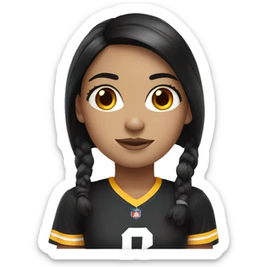 Girl with blue eyes and long black hair in chiefs jersey  sticker