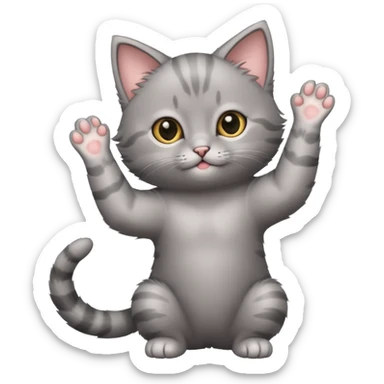  Cutest Gray kitten standing stretching arms sticker
