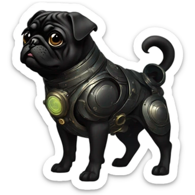 A cyberpunk black pug in Art Nouveau style during 1910 sticker